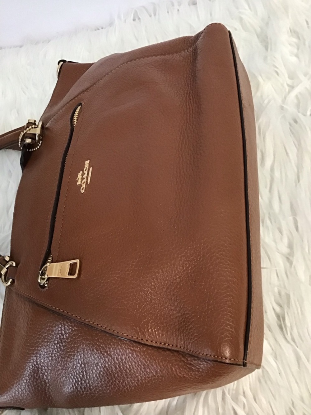 Coach Prairie Satchel Bag 79997 Tan Soft Pebbled Leather Purse No Long Strap - Picture 13 of 15